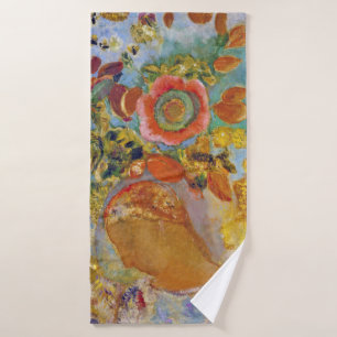 Two Young Girls among Flowers, Redon Bath Towel