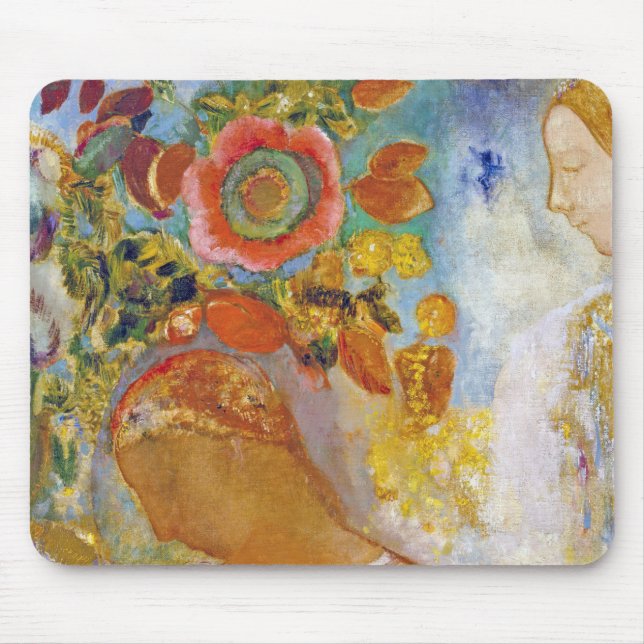 Two Young Girls among Flowers, Redon Mouse Mat (Front)