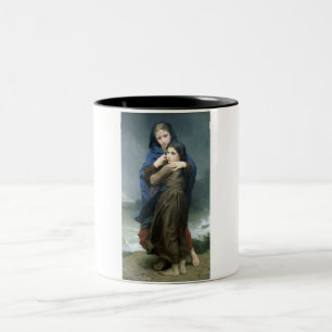 Two Young Girls Far From Home (by W.A. Bouguereau) Two-Tone Coffee Mug