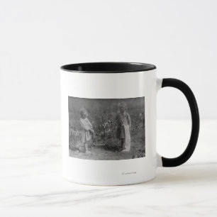 Two Young Girls Picking Cotton Photograph Mug