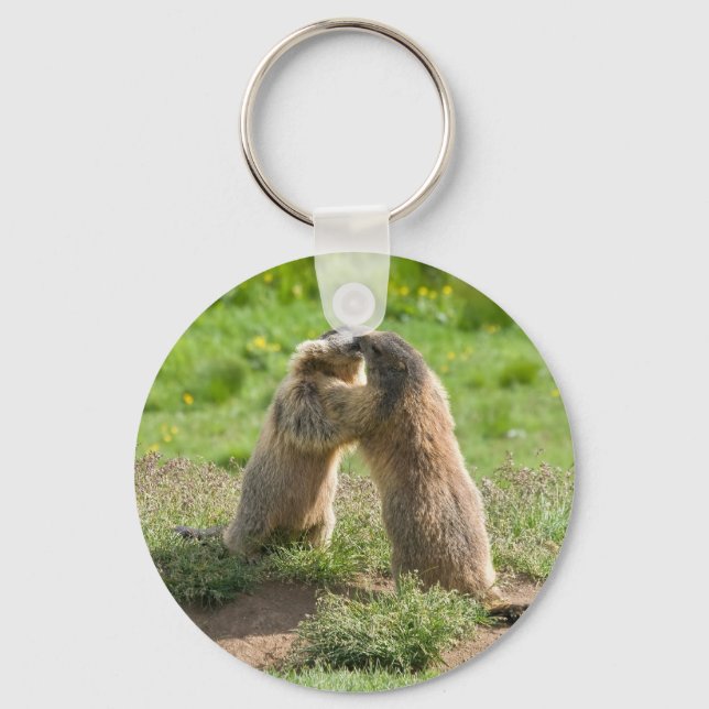 two young marmots key ring (Front)