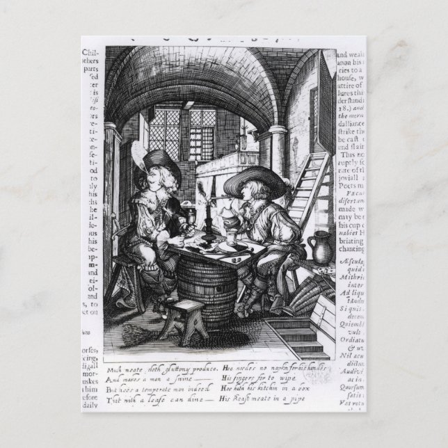 Two Young Noblemen Smoking, A Pro-Smoking Postcard (Front)