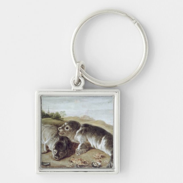 Two Young Seals on the Shore, c.1650 Key Ring (Front)
