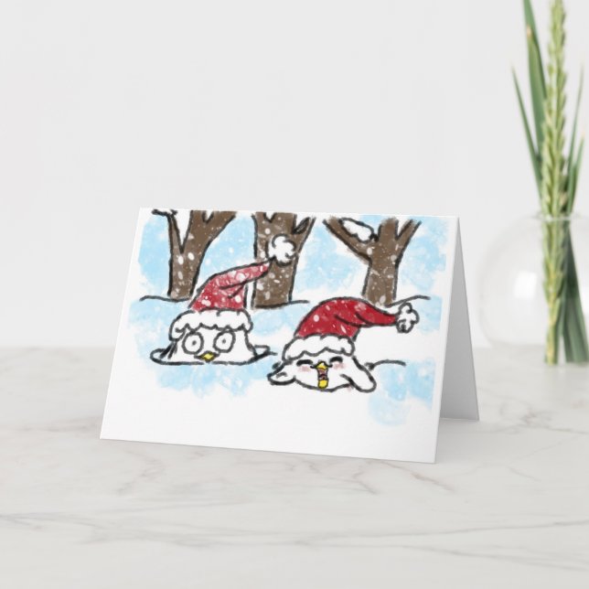 TwoLoveBirds Winter Greeting Card (Front)