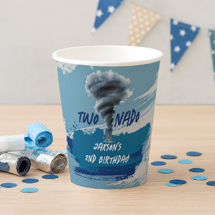Twonado Twister Tornado Blue Grunge Birthday Paper Cups