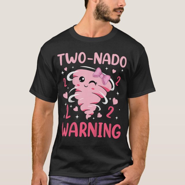 Twonado Warning 2nd Birthday Pinkornado Birthday f T-Shirt (Front)