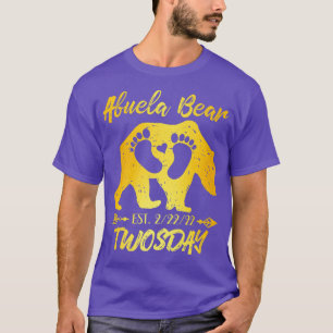 Twosday Abuela Grandma Bear New Baby Shower Announ T-Shirt