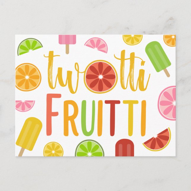 Twotti Fruitti Citrus Ice Pops Second Birthday Invitation Postcard (Front)