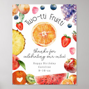 Twotti Fruitti Cutie Citrus Fruit 2nd Birthday Poster