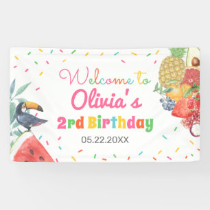 Twotti Fruitti Fruits Toucan Birthday Backdrop Banner