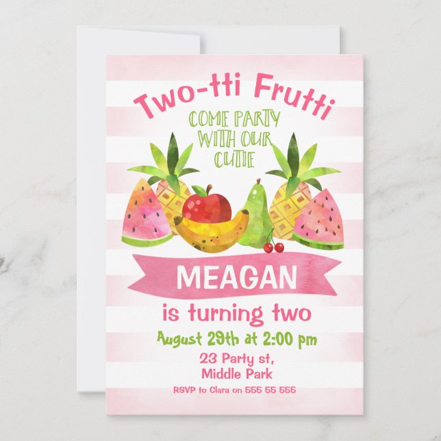 Twotti Frutti 2nd Birthday Invitation (Front)