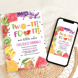 Twotti Frutti 2nd Birthday Invitation Girl