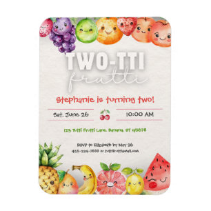 Twotti Frutti 2nd Birthday Invitation Magnet