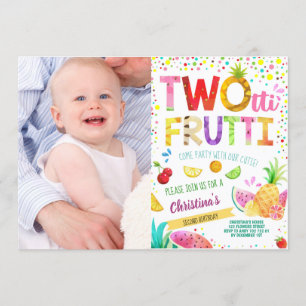 Twotti Frutti 2nd Girl Birthday Custom Photo Invitation