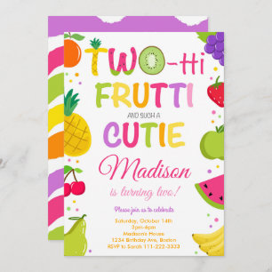 Twotti Frutti Cutie 2nd Birthday Invitation