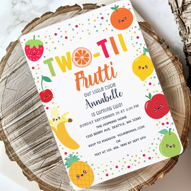 Twotti Frutti Fruit Kids Second Birthday Invitation (Creator Uploaded)