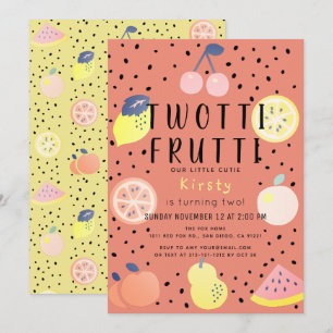 Twotti Frutti Fruit Orange 2nd Birthday Invitation
