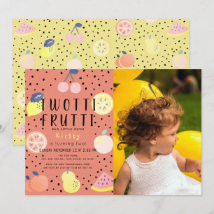 Twotti Frutti Fruit Orange Photo 2nd Birthday Invitation