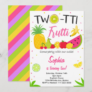 Twotti Frutti Party Summer 2nd Birthday Invitation