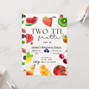 TWOtti Frutti Tropical Fruit Summer 2nd Birthday Invitation