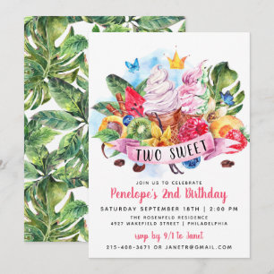 Twotti Frutti Two Sweet Birthday Party Invitation