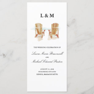 TwoWatercolor Adirondack Chairs   Ceremony Program Programme