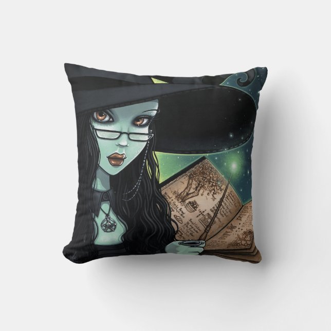 Twyla Samhain Witch Halloween Fantasy Throw Pillow (Front)