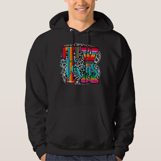 Tx Texas Serape Leopard Pattern Western Pattern Hoodie (Front)