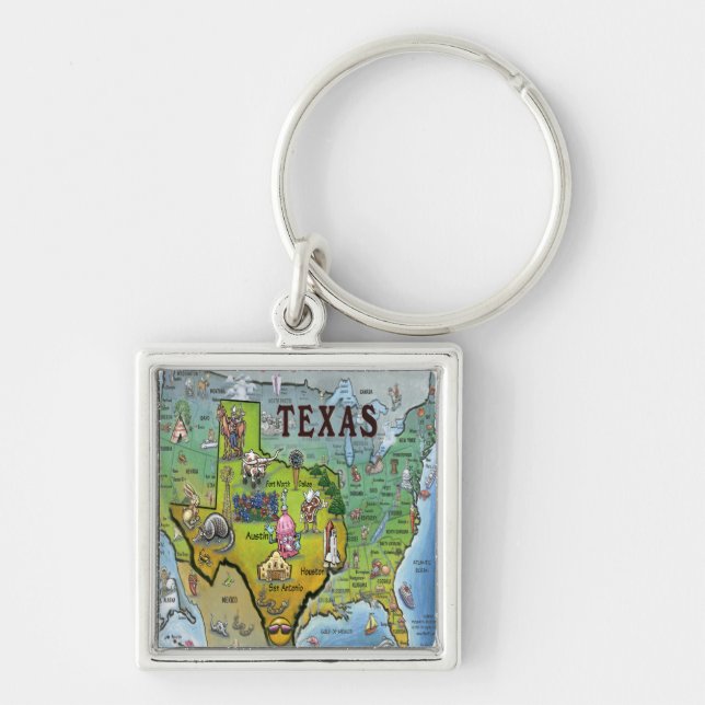TX USA Map Key Ring (Front)