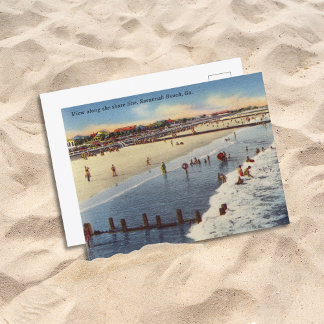 Tybee Island Beach Savannah GA Historic Postcard