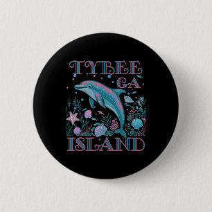 Tybee Island Ga Dolphin Lover Colorful Beach Souve 6 Cm Round Badge
