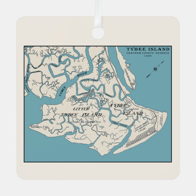 Tybee Island Georgia 1906 Map Ornament (Front)