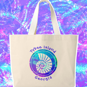 Tybee Island Georgia Colourful Ocean Seashell Large Tote Bag