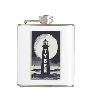 Tybee Island Georgia Lighthouse Moon Hip Flask