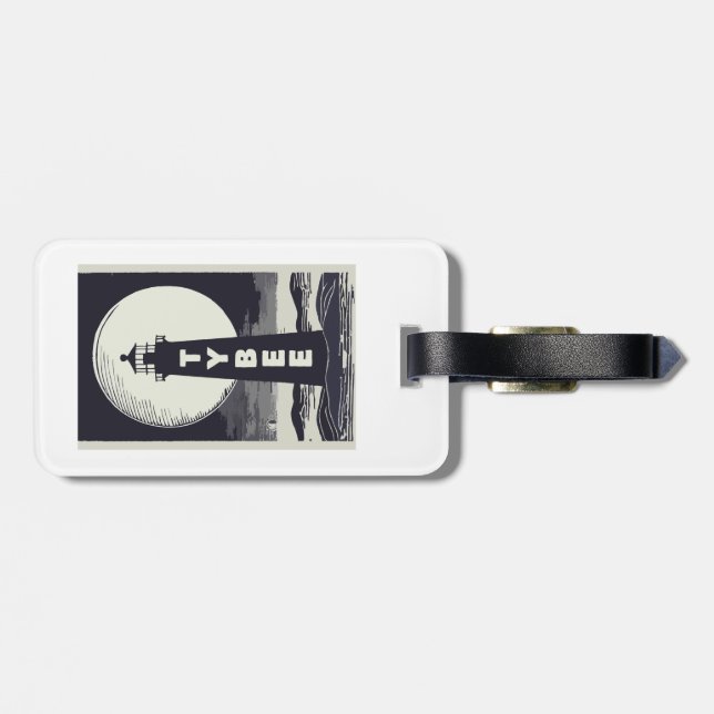 Tybee Island Georgia Lighthouse Moon Luggage Tag (Back Horizontal)