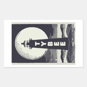 Tybee Island Georgia Lighthouse Moon Rectangular Sticker