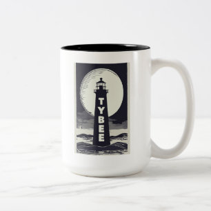 Tybee Island Georgia Lighthouse Moon Two-Tone Coffee Mug
