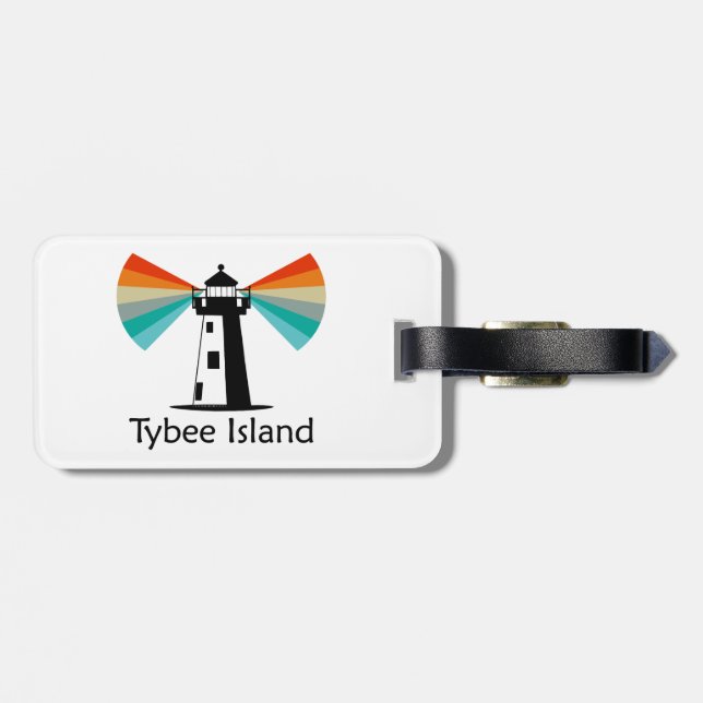 Tybee Island Georgia Lighthouse Rainbow Luggage Tag (Back Horizontal)