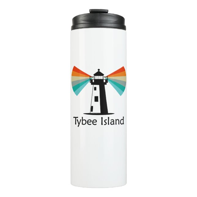 Tybee Island Georgia Lighthouse Rainbow Thermal Tumbler (Front)