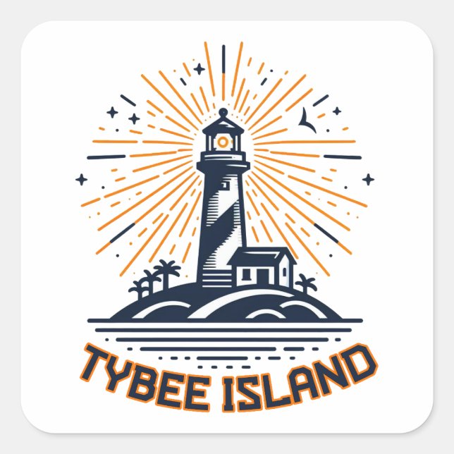 Tybee Island Georgia Lighthouse Sunrise Square Sticker (Front)