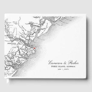 Tybee Island Georgia Map Elegant Wedding Guest Book