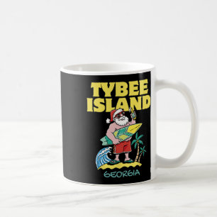 Tybee Island Georgia Santa Christmas Surfing Coffee Mug