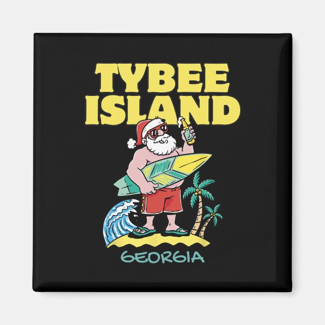 Tybee Island Georgia Santa Christmas Surfing  Magnet (Front)