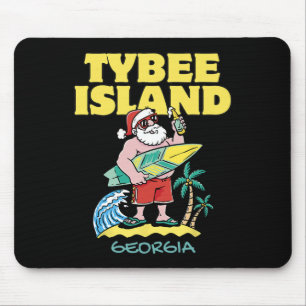 Tybee Island Georgia Santa Christmas Surfing Mouse Mat