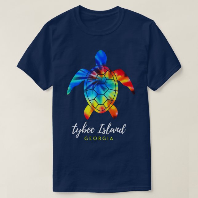 Tybee Island Georgia Sea Turtle Tie Dye T-Shirt (Design Front)