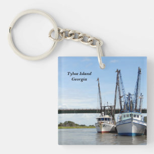 Tybee Island, Georgia Shrimp Boats Key Ring