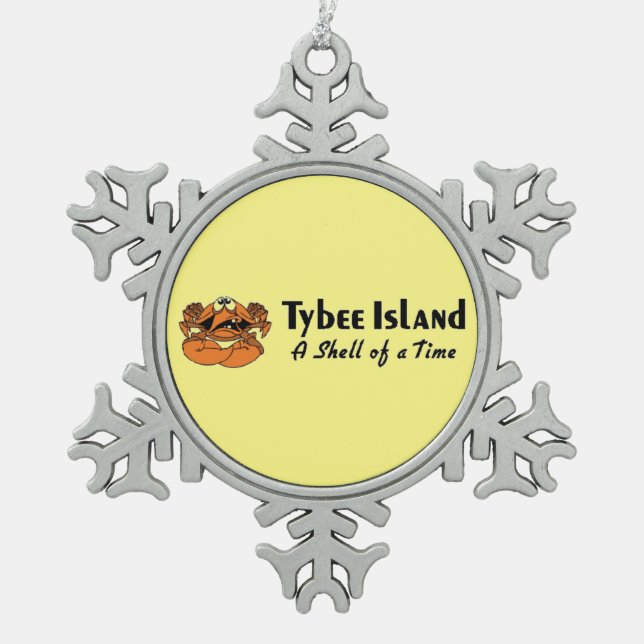 Tybee Island Georgia Snowflake Pewter Christmas Ornament (Front)
