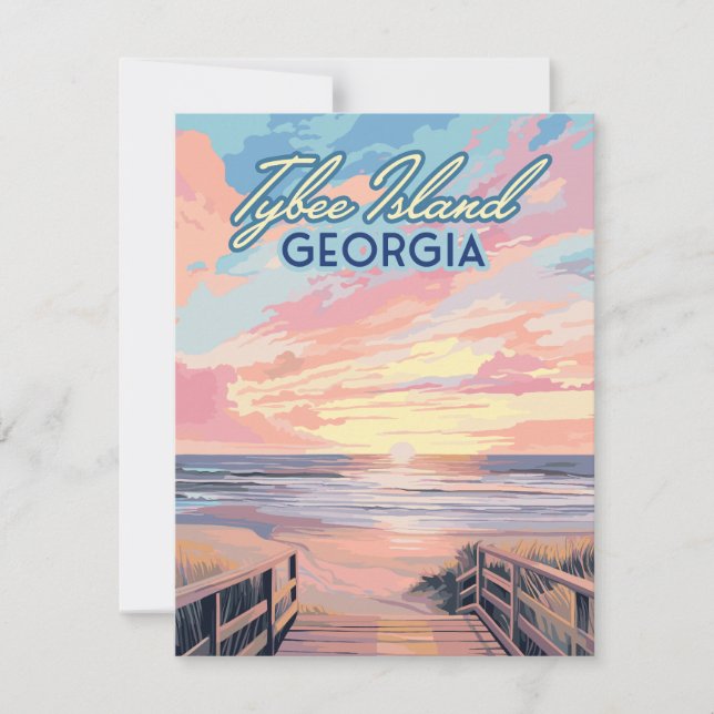 Tybee Island Georgia Sunrise Beach Savannah Card (Front)