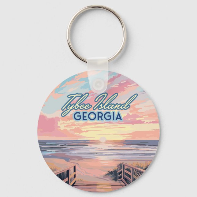 Tybee Island Georgia Sunrise Beach Savannah Key Ring (Front)