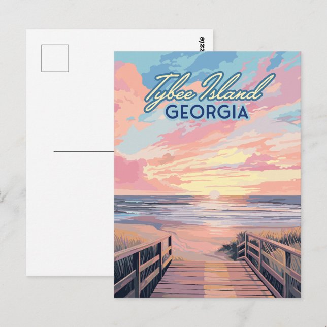 Tybee Island Georgia Sunrise Beach Savannah Postcard (Front/Back)
